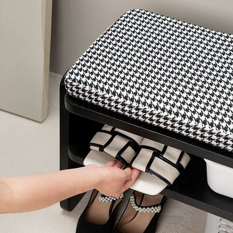 Minimalist Curved Fabric Wood Shoe Bench