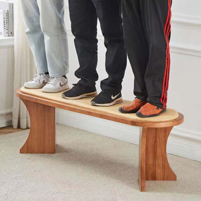 Scandinavian Oval Leather Shoe Bench Low Stool