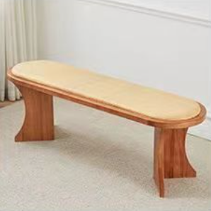 Scandinavian Oval Leather Shoe Bench Low Stool