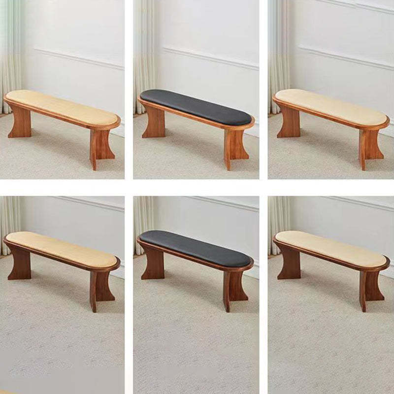 Scandinavian Oval Leather Shoe Bench Low Stool