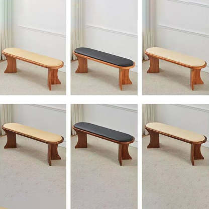 Scandinavian Oval Leather Shoe Bench Low Stool