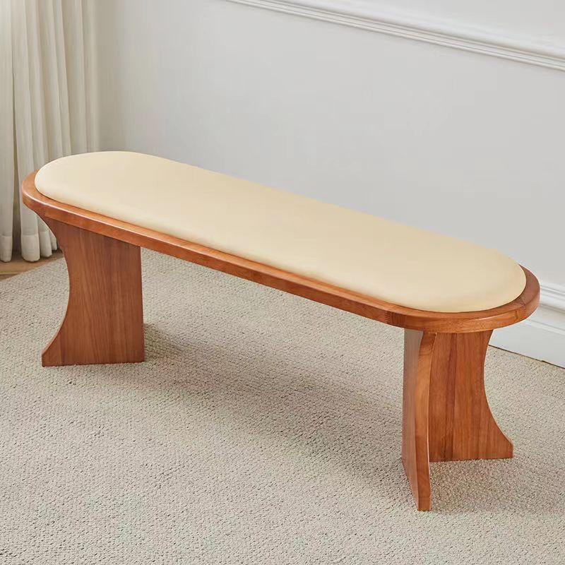 Scandinavian Oval Leather Shoe Bench Low Stool