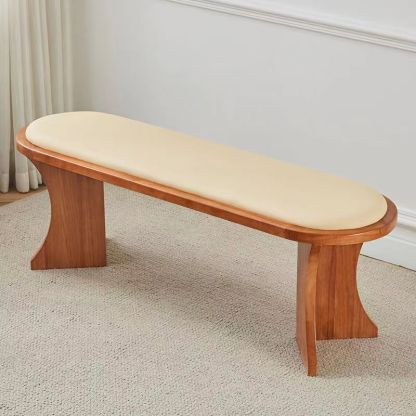 Scandinavian Oval Leather Shoe Bench Low Stool