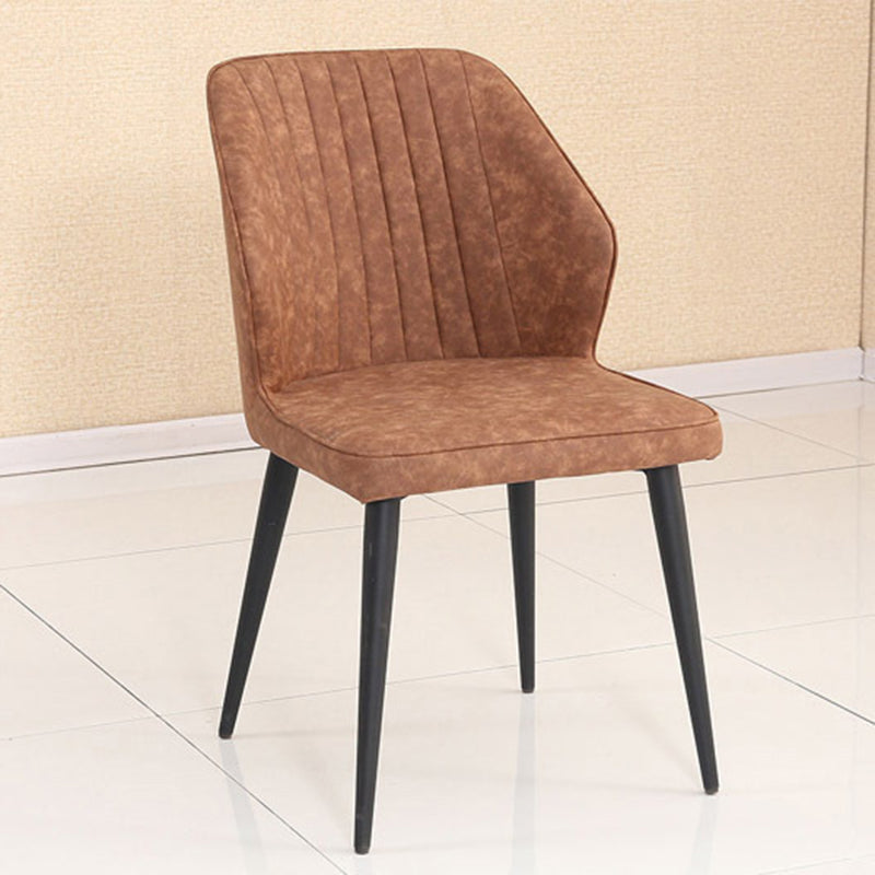 Scandinavian Distressed Leather Wood Iron Dining Chair