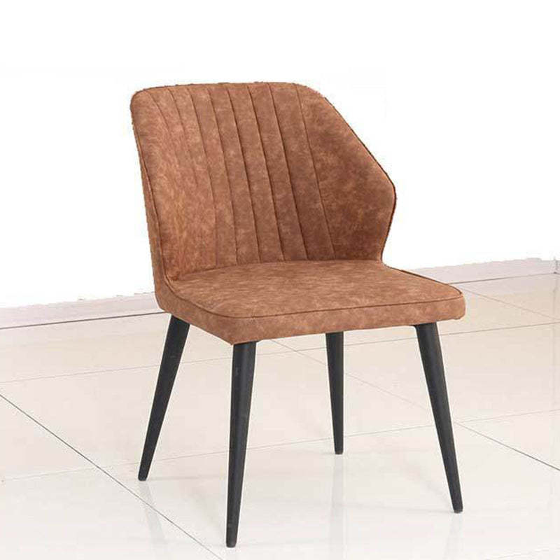 Scandinavian Distressed Leather Wood Iron Dining Chair