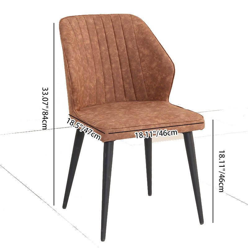 Scandinavian Distressed Leather Wood Iron Dining Chair