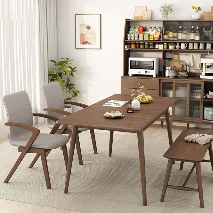 Scandinavian Curved Wood Dining Chair — Walnut Color