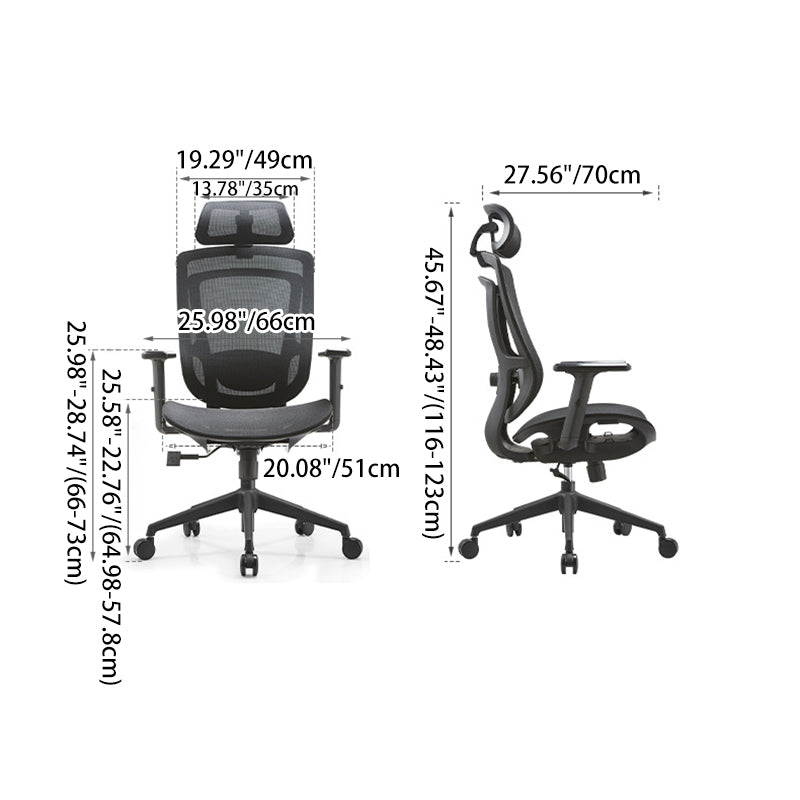 Modern Curved Mesh Metal Reclining Desk Chair with Headrest — Mesh & Blue
