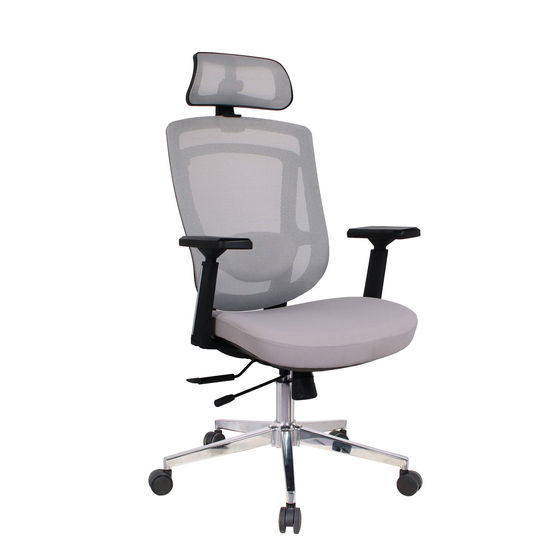 Modern Curved Mesh Metal Reclining Desk Chair with Headrest