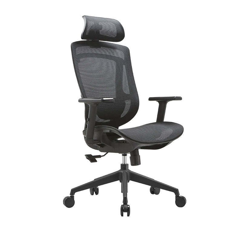 Modern Curved Mesh Metal Reclining Desk Chair with Headrest