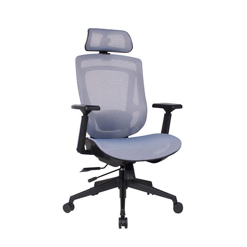 Modern Curved Mesh Metal Reclining Desk Chair with Headrest