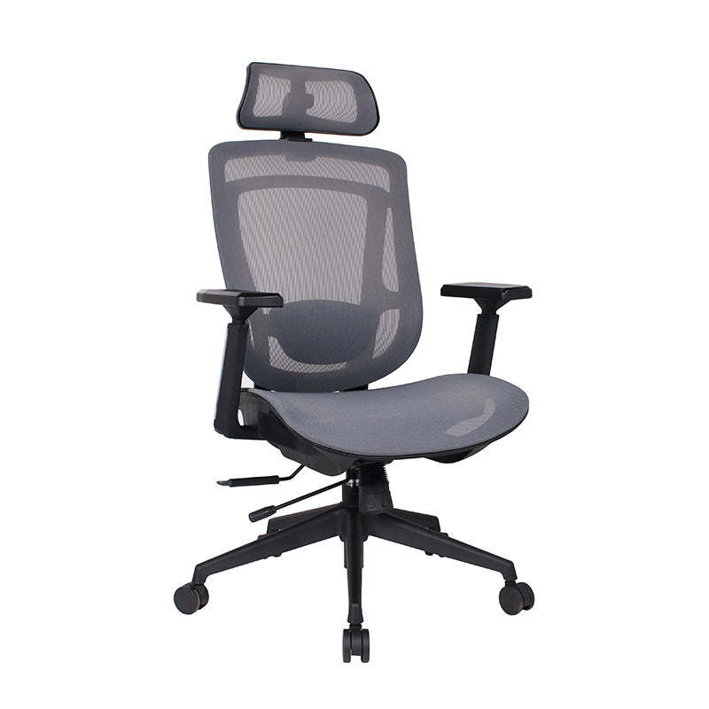 Modern Curved Mesh Metal Reclining Desk Chair with Headrest