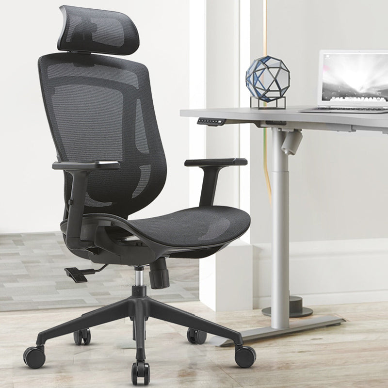 Modern Curved Mesh Metal Reclining Desk Chair with Headrest