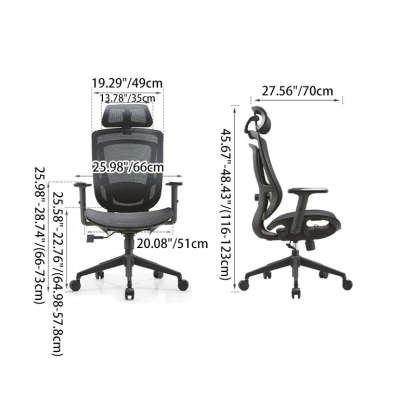 Modern Curved Mesh Metal Reclining Desk Chair with Headrest — Mesh & Blue