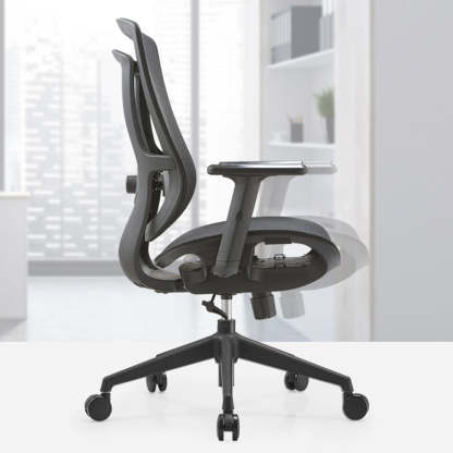 Modern Curved Mesh Metal Reclining Desk Chair with Headrest — Mesh & Pink