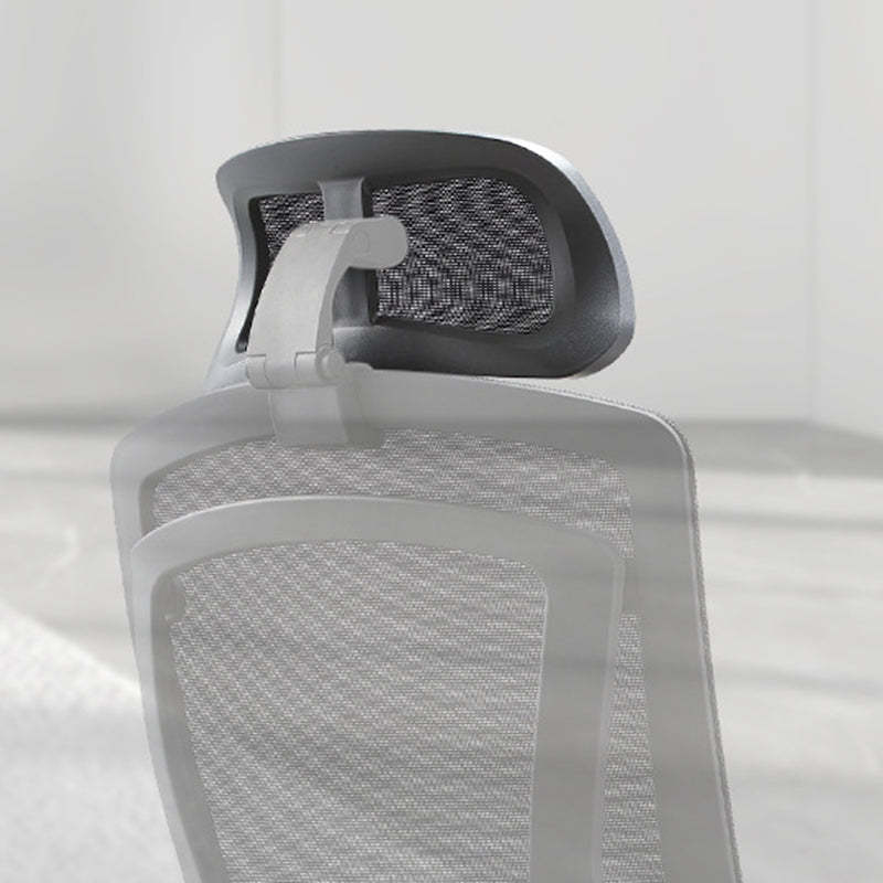 Modern Curved Mesh Metal Reclining Desk Chair with Headrest — Mesh & Light Gray