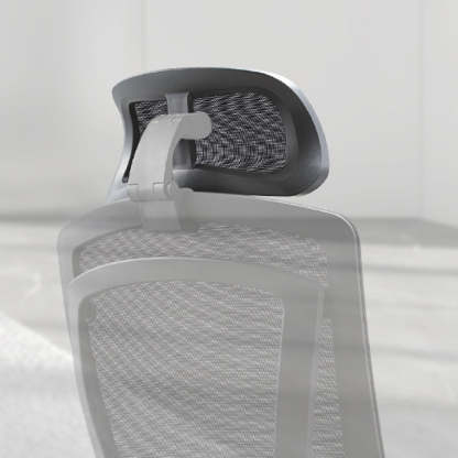 Modern Curved Mesh Metal Reclining Desk Chair with Headrest — Mesh & Light Gray