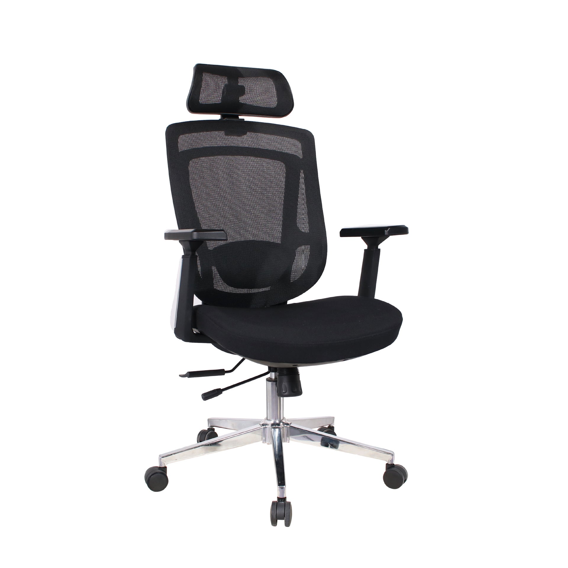 Modern Curved Mesh Metal Reclining Desk Chair with Headrest