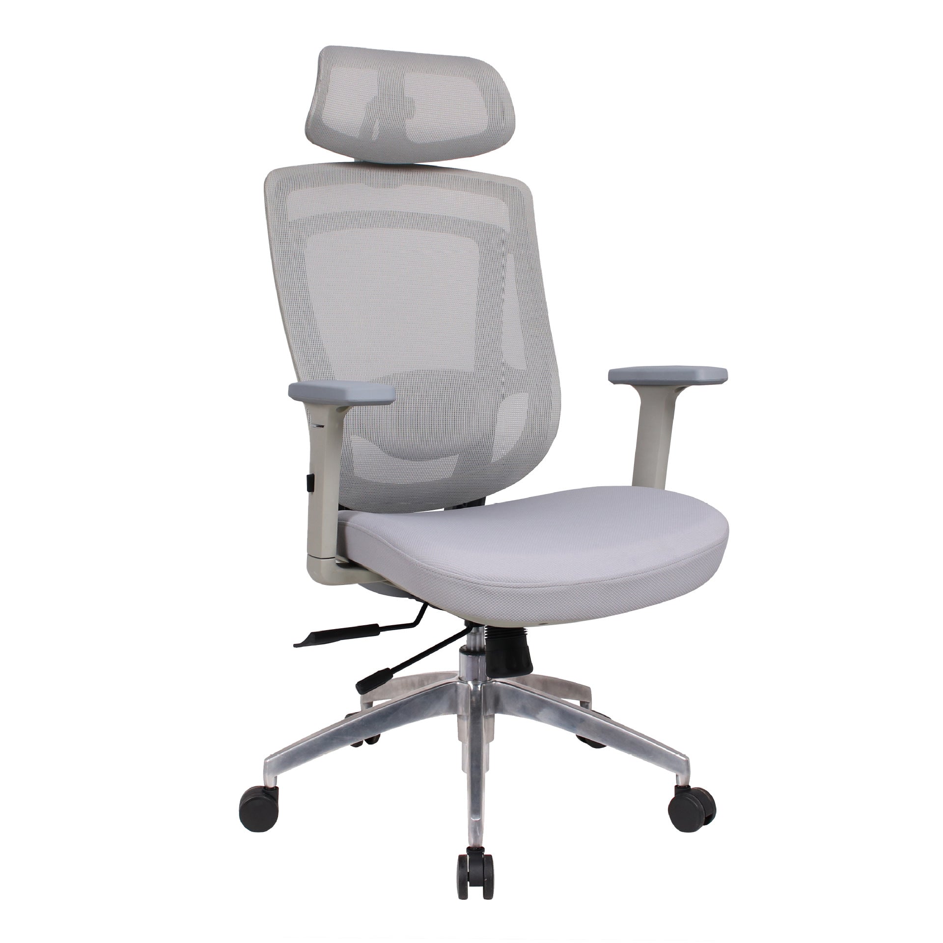 Modern Curved Mesh Metal Reclining Desk Chair with Headrest