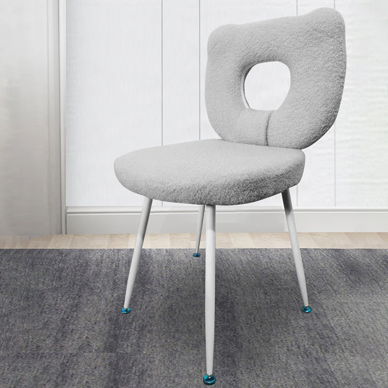 Scandinavian Cream Lambswool Metal Vanity Stool