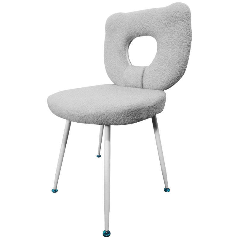 Scandinavian Cream Lambswool Metal Vanity Stool