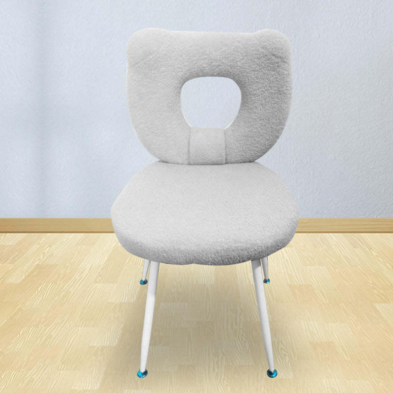 Scandinavian Cream Lambswool Metal Vanity Stool
