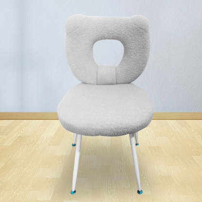 Scandinavian Cream Lambswool Metal Vanity Stool
