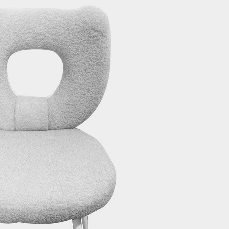Scandinavian Cream Lambswool Metal Vanity Stool