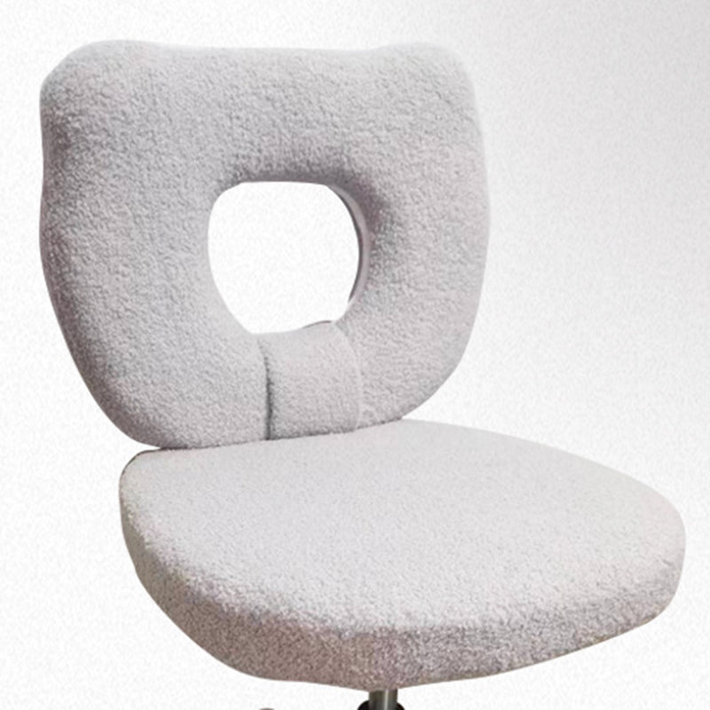 Scandinavian Cream Lambswool Metal Vanity Stool