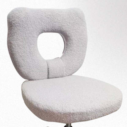 Scandinavian Cream Lambswool Metal Vanity Stool