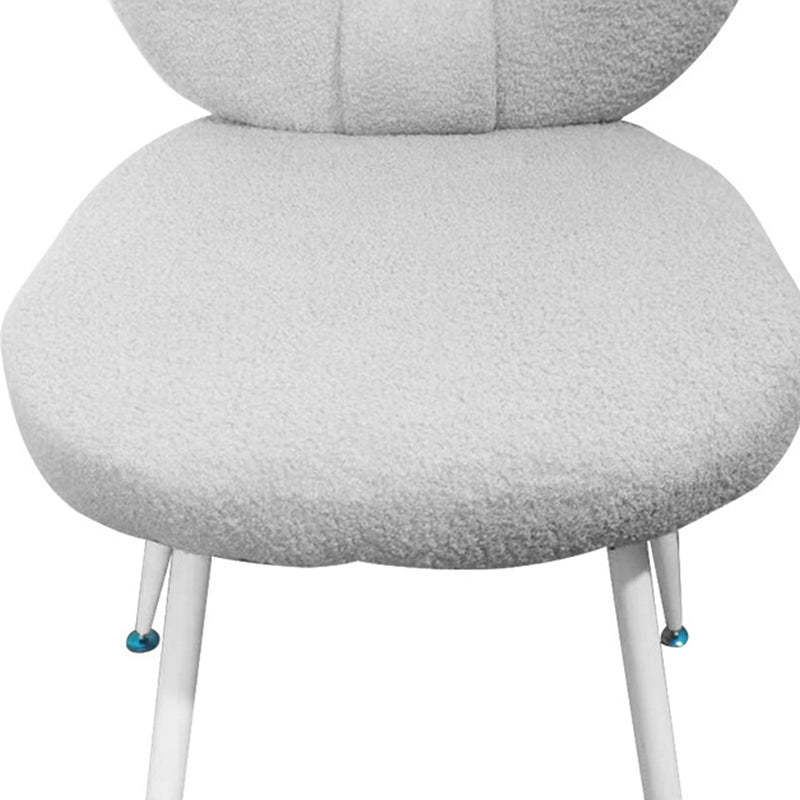 Scandinavian Cream Lambswool Metal Vanity Stool