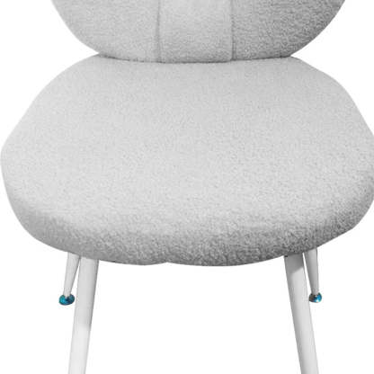 Scandinavian Cream Lambswool Metal Vanity Stool