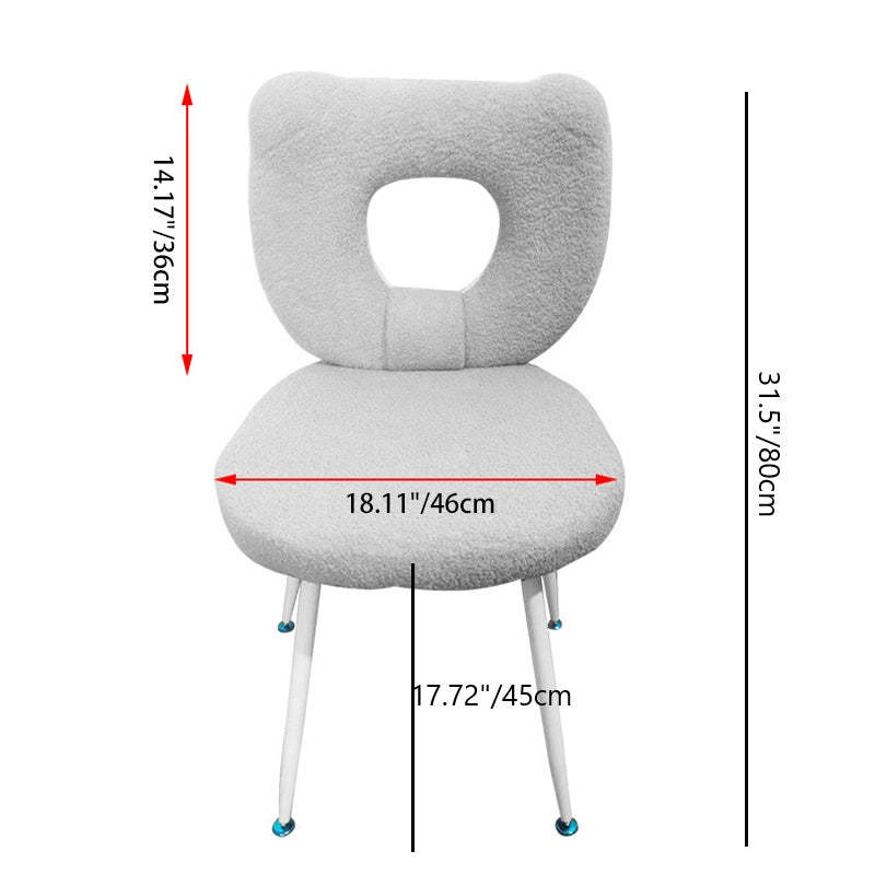 Scandinavian Cream Lambswool Metal Vanity Stool