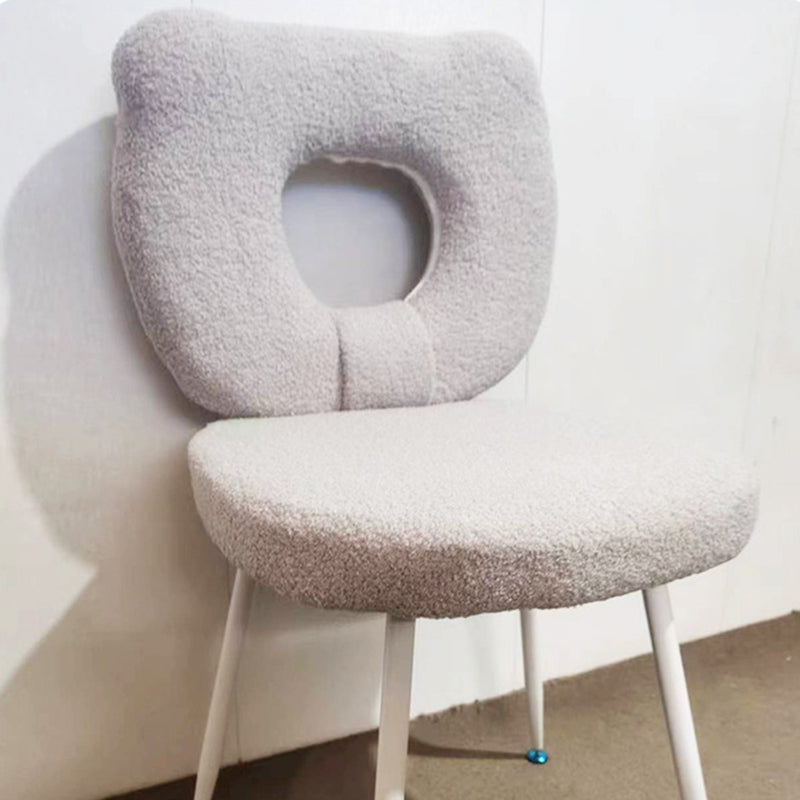 Scandinavian Cream Lambswool Metal Vanity Stool