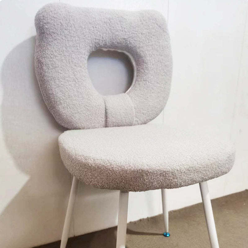 Scandinavian Cream Lambswool Metal Vanity Stool