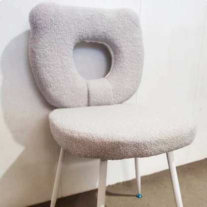 Scandinavian Cream Lambswool Metal Vanity Stool