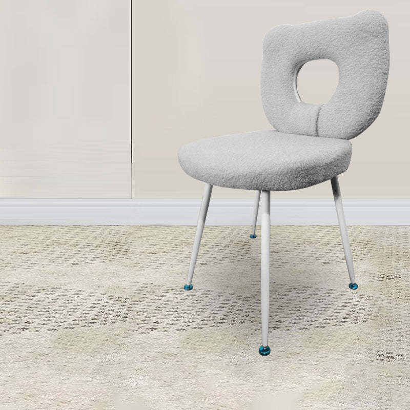 Scandinavian Cream Lambswool Metal Vanity Stool
