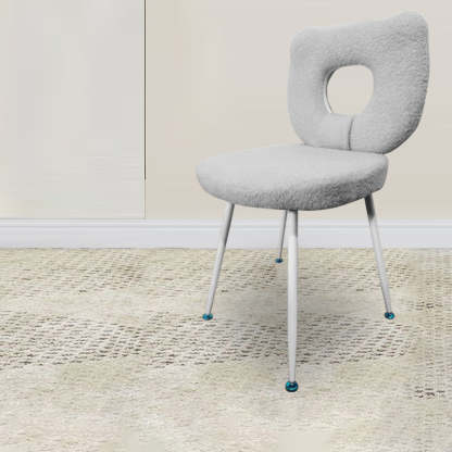 Scandinavian Cream Lambswool Metal Vanity Stool