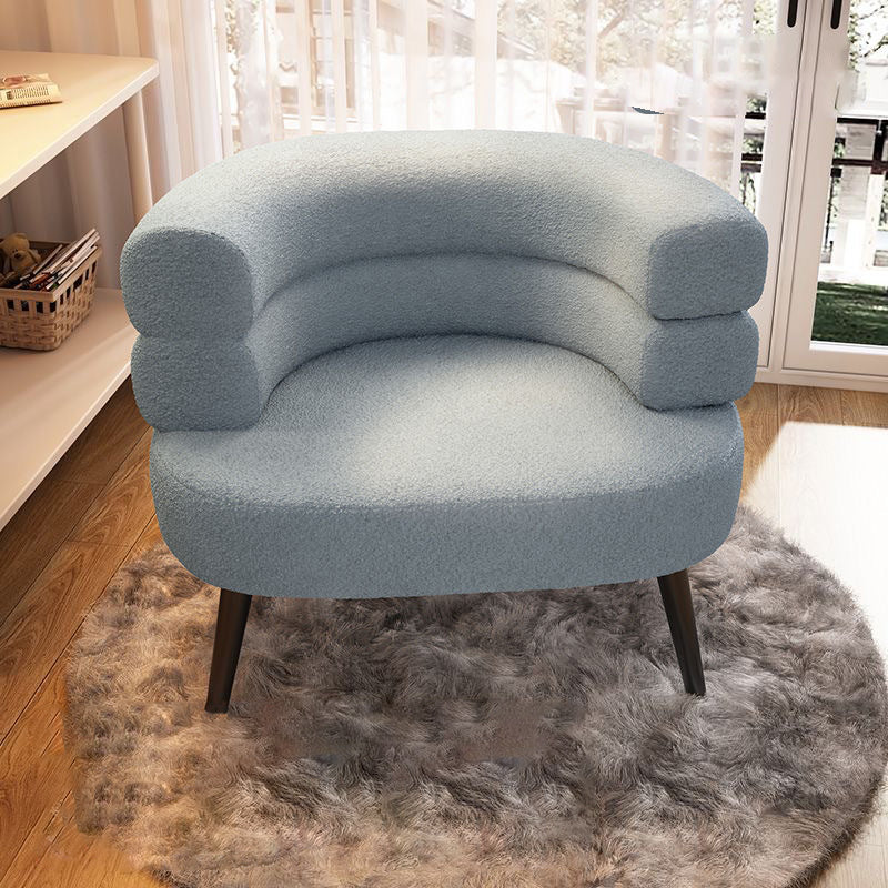 Modern Semicircle Lambswool Steel Accent Chair — Light Pink