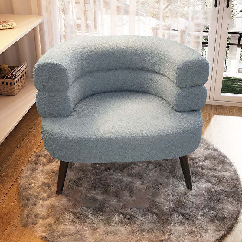 Modern Semicircle Lambswool Steel Accent Chair — Light Pink