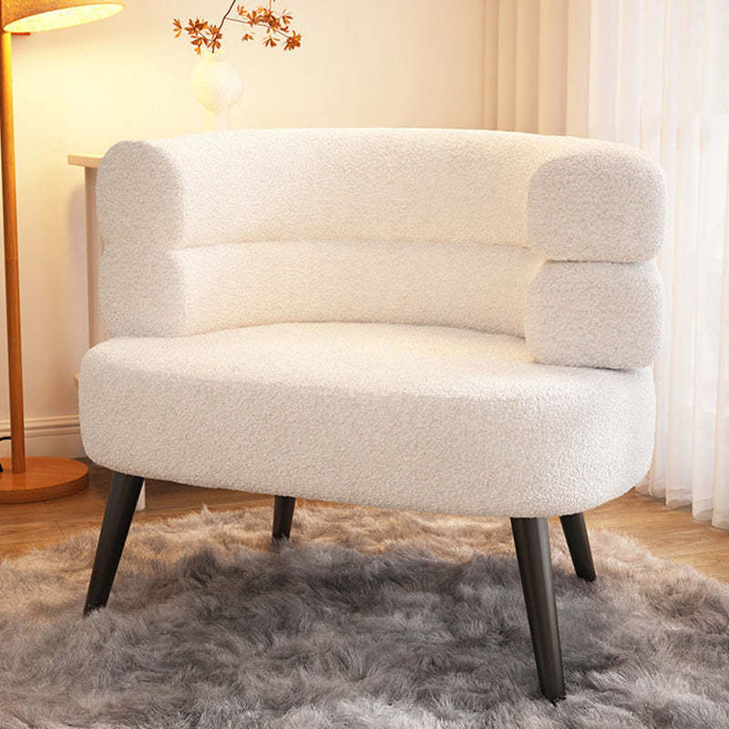 Modern Semicircle Lambswool Steel Accent Chair — Dark Green
