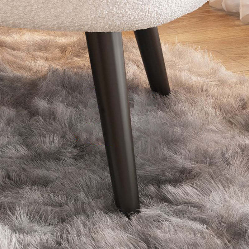Modern Semicircle Lambswool Steel Accent Chair — Khaki Color