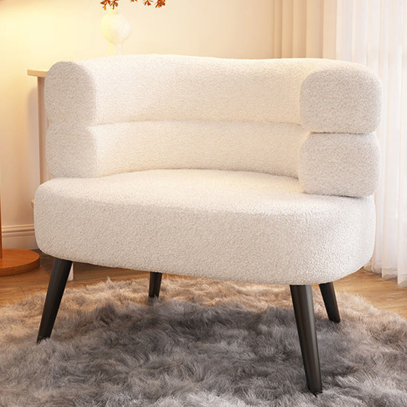 Modern Semicircle Lambswool Steel Accent Chair