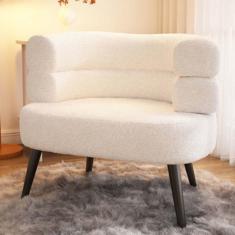 Minimalist semicircle lambswool accent chairs in steel — Beige