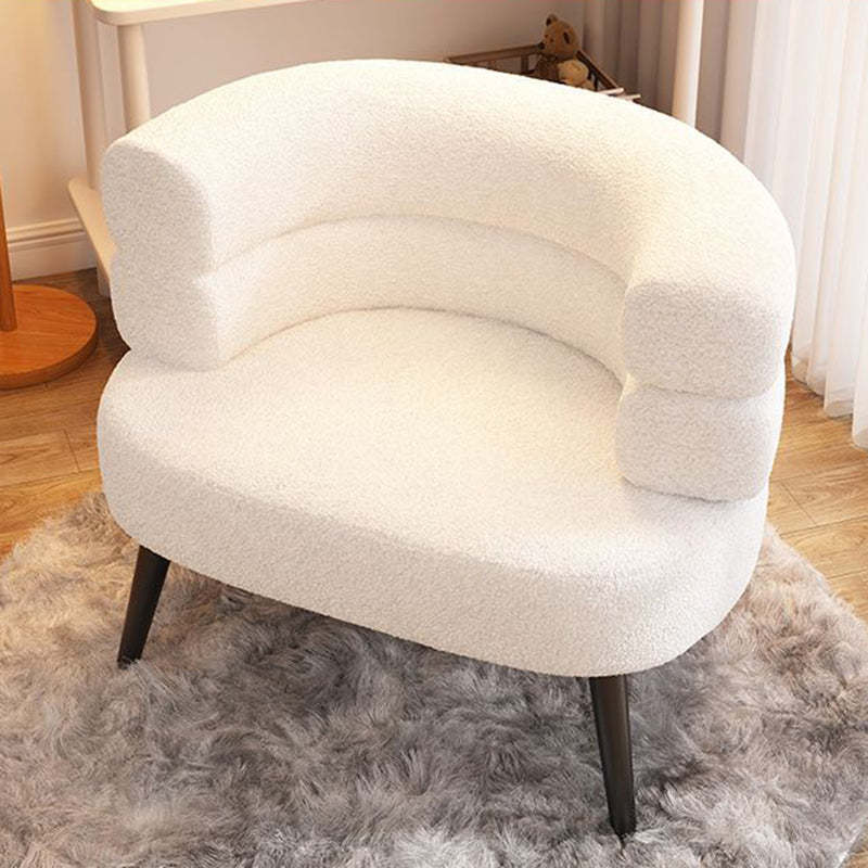 Modern Semicircle Lambswool Steel Accent Chair — Light Blue