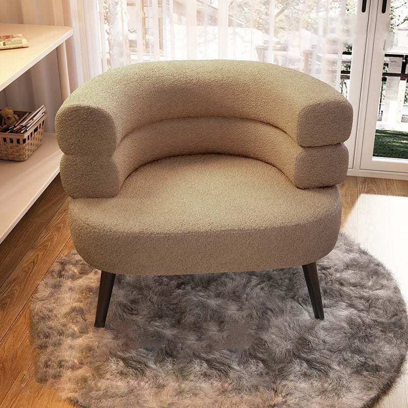 Modern Semicircle Lambswool Steel Accent Chair
