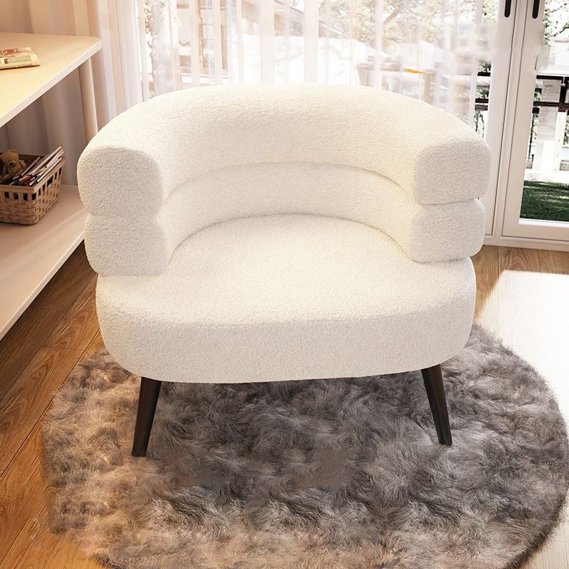 Modern Semicircle Lambswool Steel Accent Chair