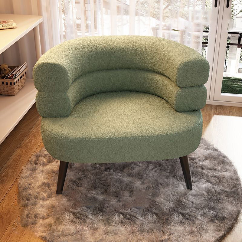 Modern Semicircle Lambswool Steel Accent Chair