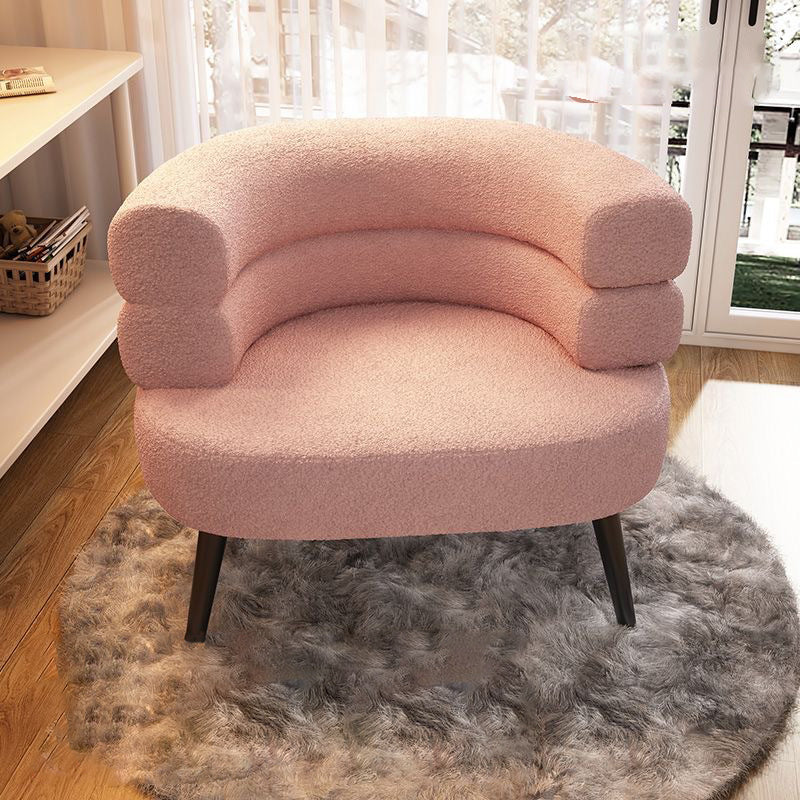 Modern Semicircle Lambswool Steel Accent Chair