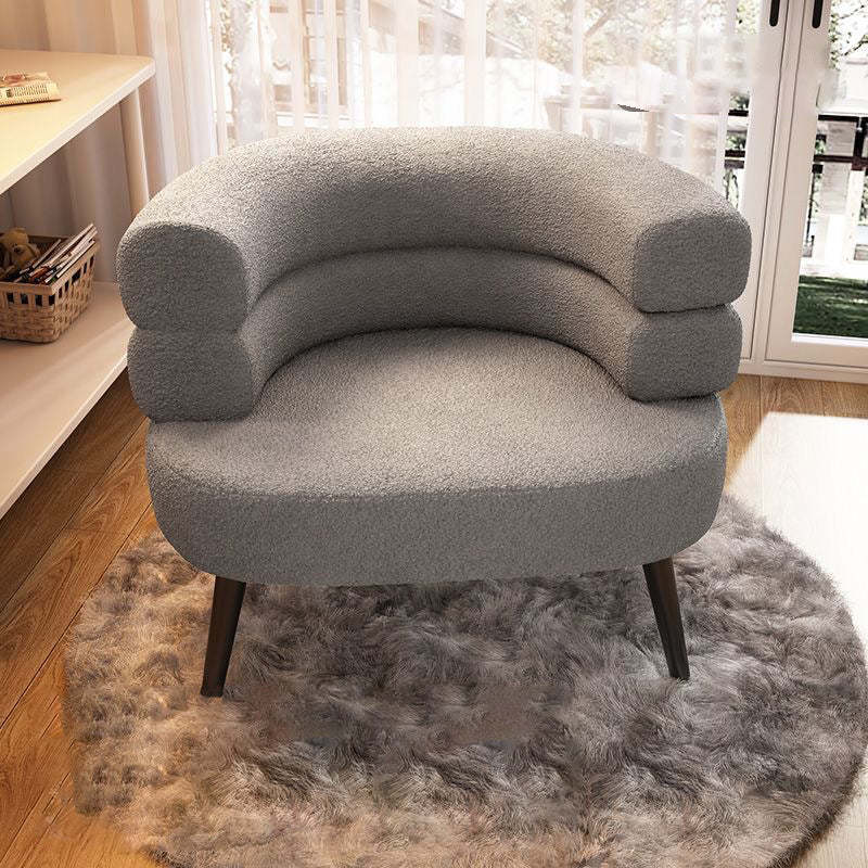 Minimalist lambswool semicircle gray steel accent chairs